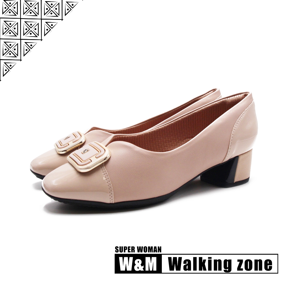 WALKING ZONE SUPER WOMAN系列 MAXI修飾V型低跟鞋 女鞋-杏