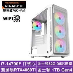 技嘉B760平台[雷光少校]i7-14700F/RTX 4060TI/32G/1TB_SSD