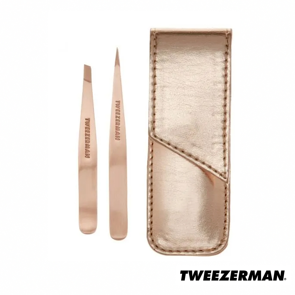 Tweezerman 專業鑷子雙用組-玫瑰金 Petite Tweeze Set