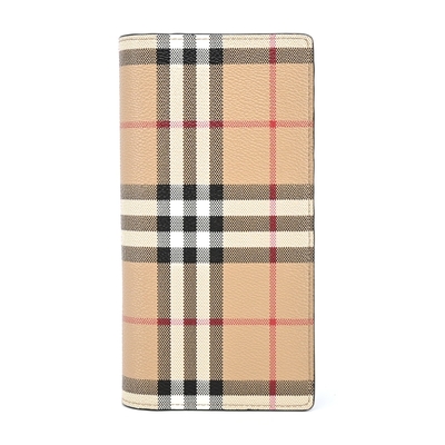 BURBERRY 巴寶莉 Vintage check 經典格紋對開長夾(卡其)