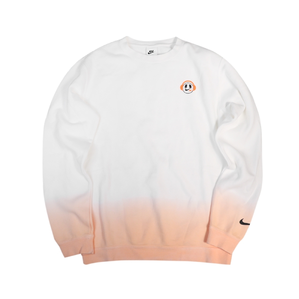 Nike 大學T Crew Fleece Sweatshirt 男款 GC Club 運動休閒 漸層 反光 白橘 DO6937-100