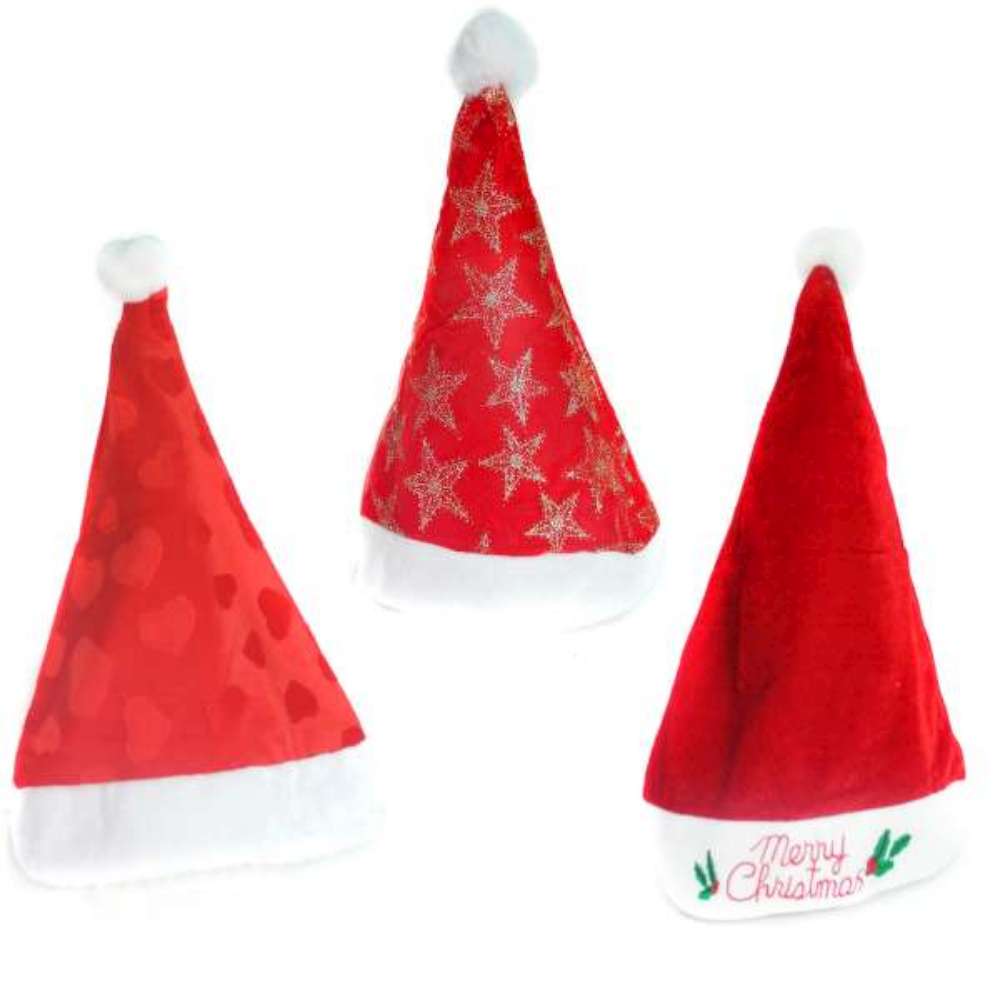 摩達客 桃心聖誕帽+印花聖誕帽+金星聖誕帽(紅色)三入組