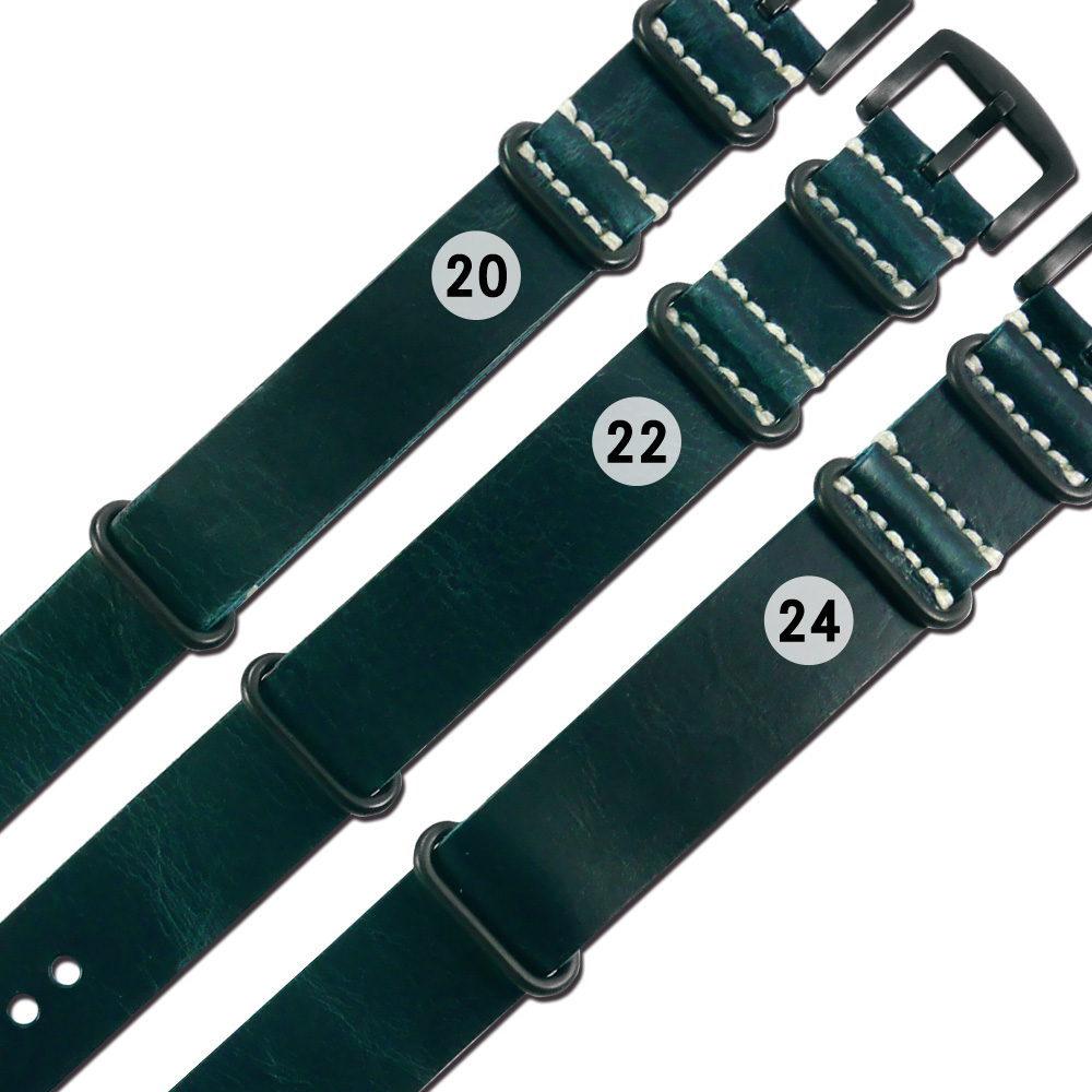 Watchband / 各品牌通用 百搭款 柔軟舒適 油蠟牛皮錶帶 - 藍綠色