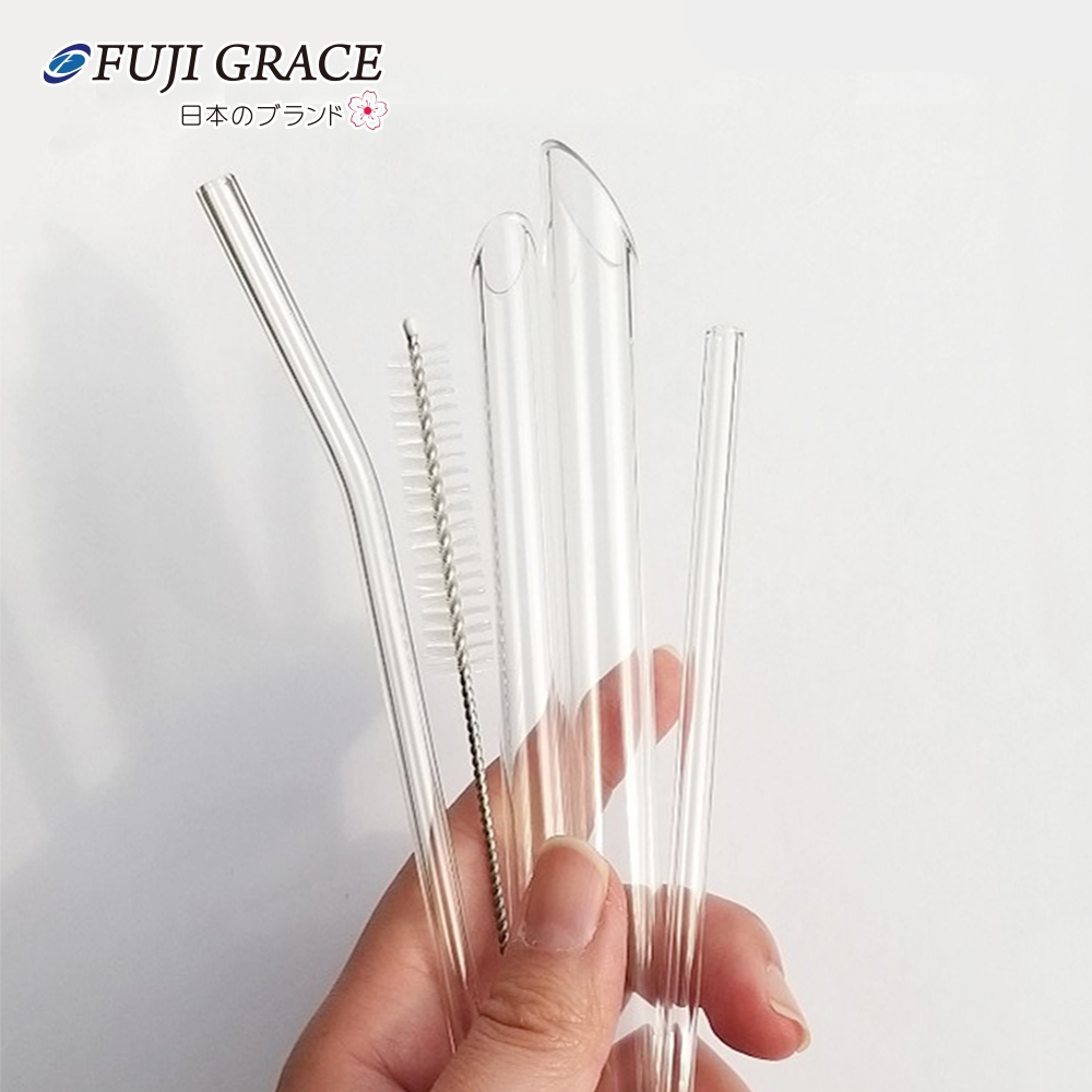 【FUJI-GRACE富士雅麗】環保耐熱高硼矽玻璃吸管五件組 環保吸管組
