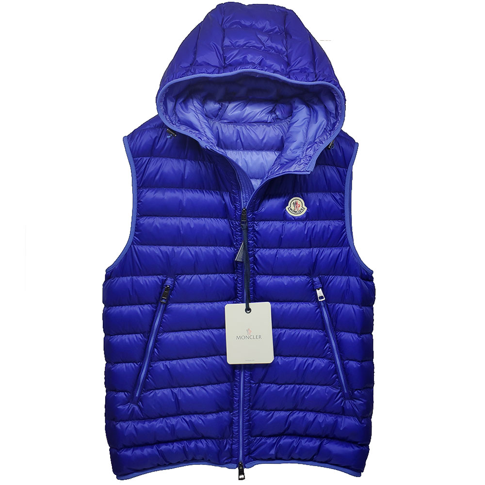 MONCLER MORELLET品牌經典羽絨車縫連帽背心(藍系)