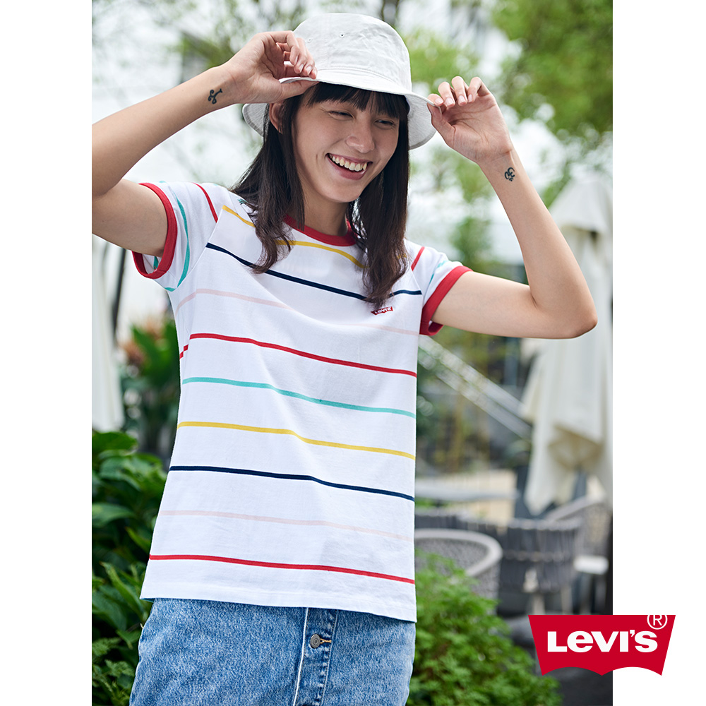 Levis T恤 女裝 短袖Logo tee 彩色條紋