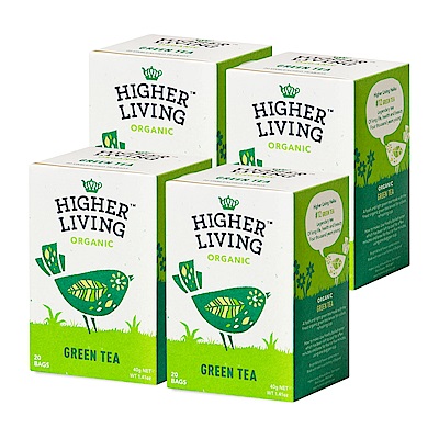 英國HIGHER LIVING 有機經典綠茶包4件組(40gx4盒)