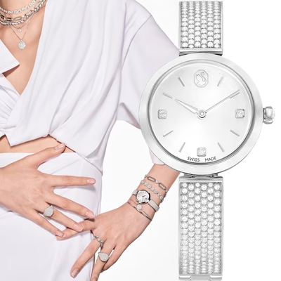 SWAROVSKI 施華洛世奇 Illumina系列 銀色 手環式腕錶-27mm 5671205