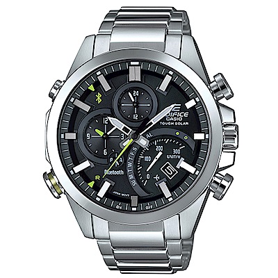 EDIFICE智者前衛科技太陽能藍牙傳輸賽車錶(EQB-501D-1A)黑面x銀48.1m