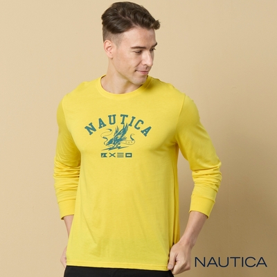 Nautica 男裝 品牌LOGO圖騰長袖T恤-黃