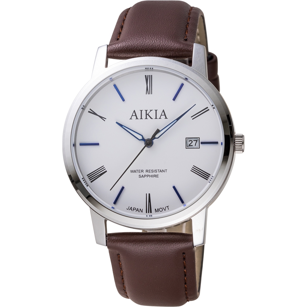 AIKIA 簡約沉穩紳士腕錶-3A2312WWT1/白x藍黑刻度40mm