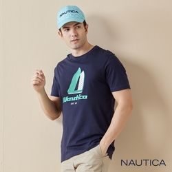 Nautica 男裝 帆船圖騰LOGO短袖T恤-深藍