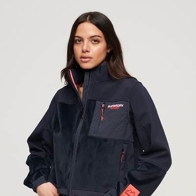 SUPERDRY 女裝 長袖運動外套 Hybrid Trekker 海軍藍