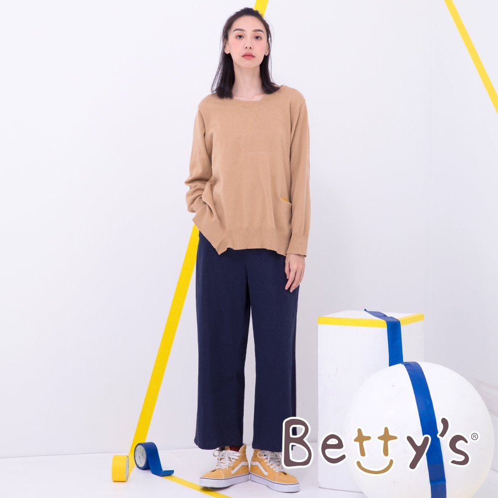 betty’s貝蒂思　側邊壓飾休閒寬褲(深藍)