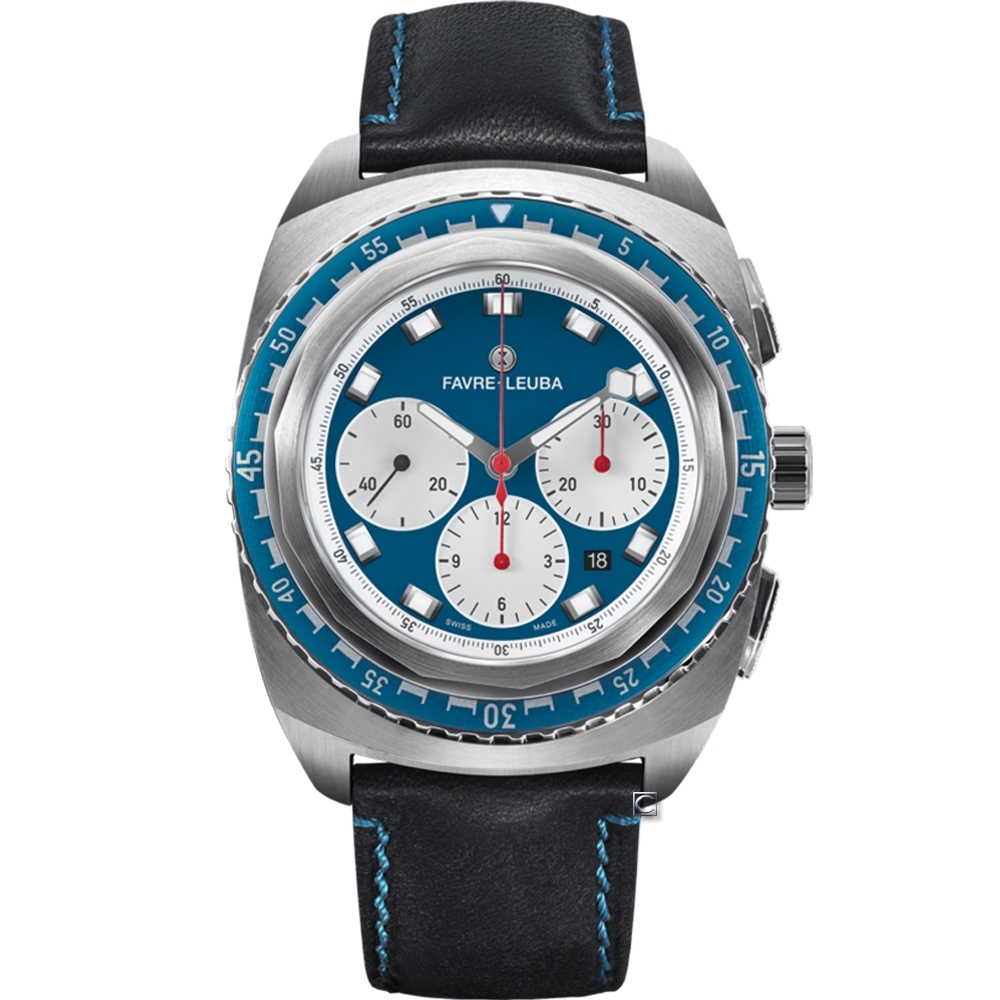 Favre-Leuba域峰表RAIDER系列SEA SKY腕錶-藍x黑皮/44mm