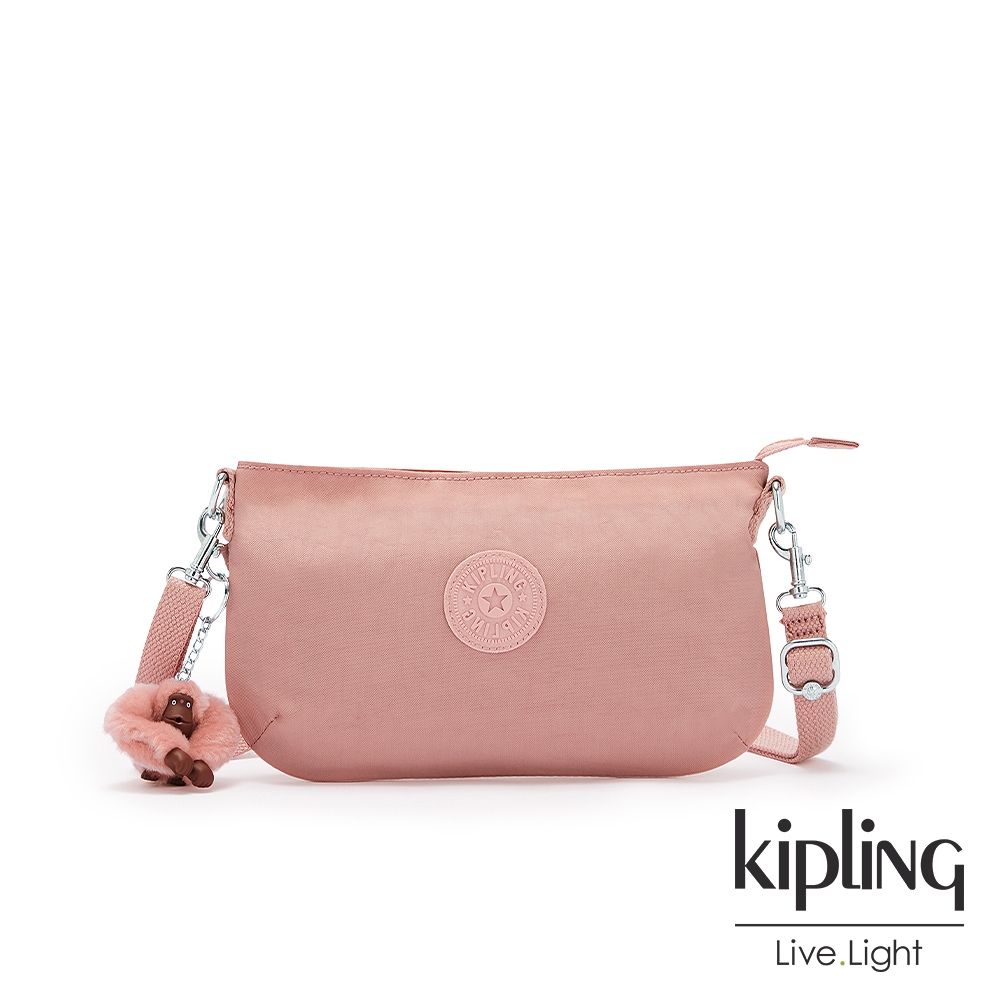 Kipling 玫瑰石英粉經典隨身肩背斜背包-IZAN