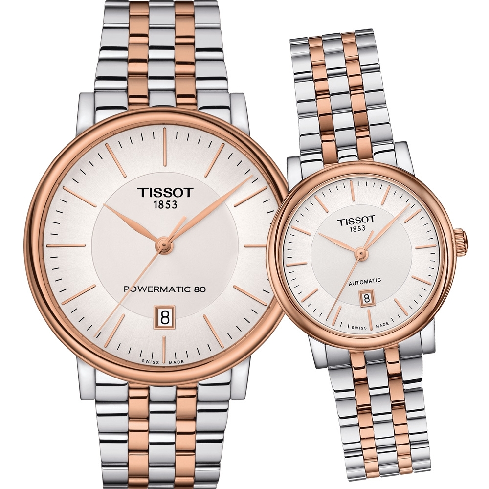 TISSOT 天梭 官方授權CARSON 浪漫巴黎機械對錶-40+30mm