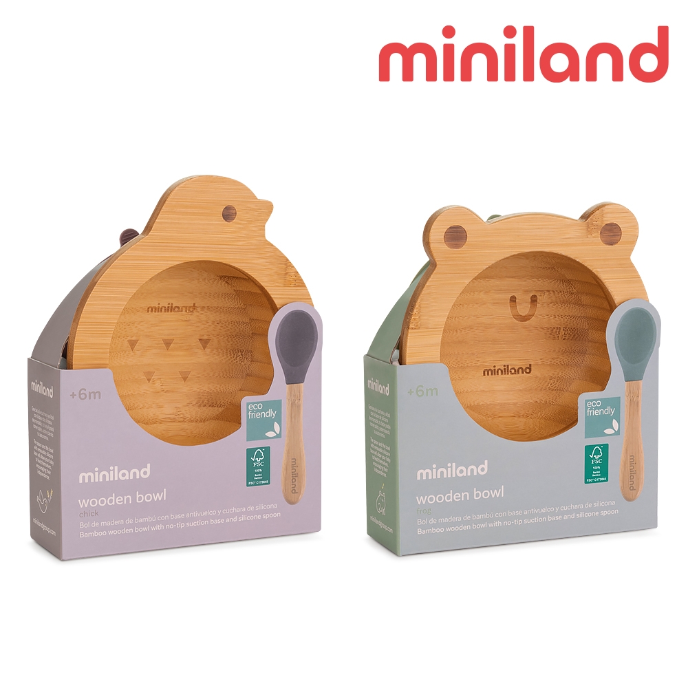 奇哥 Miniland 可愛動物木碗湯匙組 (2款選擇)