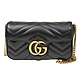 GUCCI GG Marmont絎縫皮革迷你鍊帶斜背包(黑色) product thumbnail 1