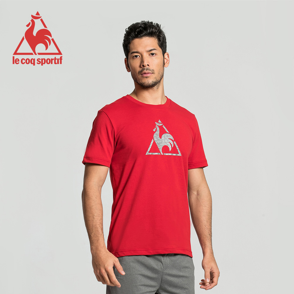 le coq sportif 法國公雞牌經典圓領LOGO印花短袖T恤 男-暗紅