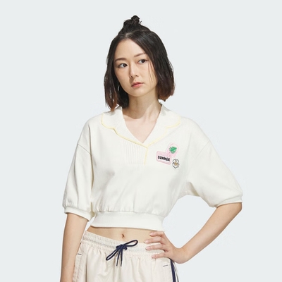 adidas 愛迪達 上衣 女款 短袖上衣 運動 三葉草 SMR GFX POLO SS 白 IW6299