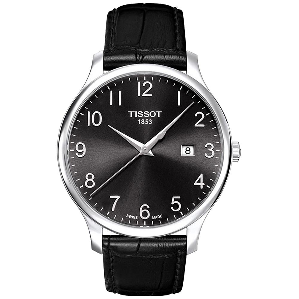 TISSOT 天梭 官方授權 Tradition 都會時尚大三針腕錶-黑/42mm T0636101605200