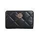 TORY BURCH Willa經典金色圓牌LOGO菱格紋皮革對折中夾(黑) product thumbnail 1