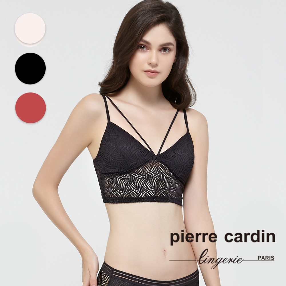 【pierre cardin 皮爾卡登女性內衣】無鋼圈細肩帶線條小可愛-黑