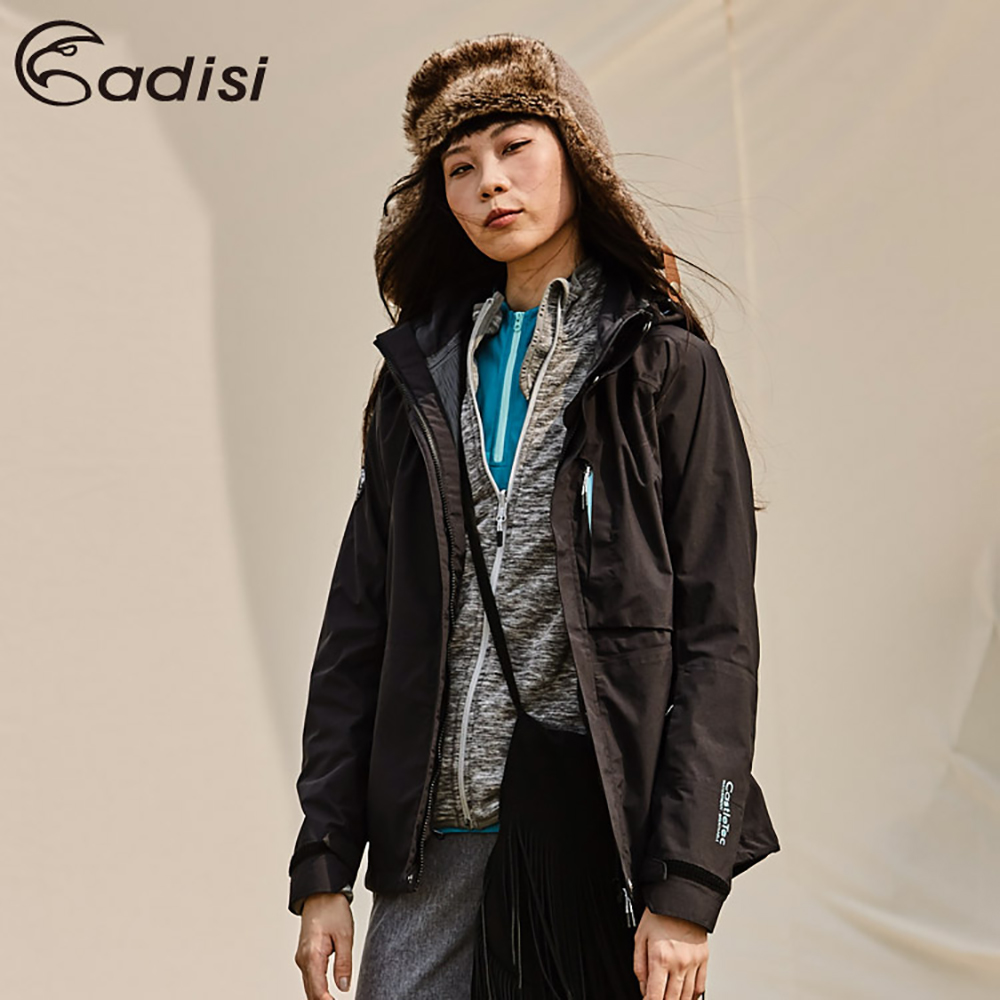 ADISI 女二件式防水透氣保暖外套(內件刷毛)AJ1821011【經典黑】