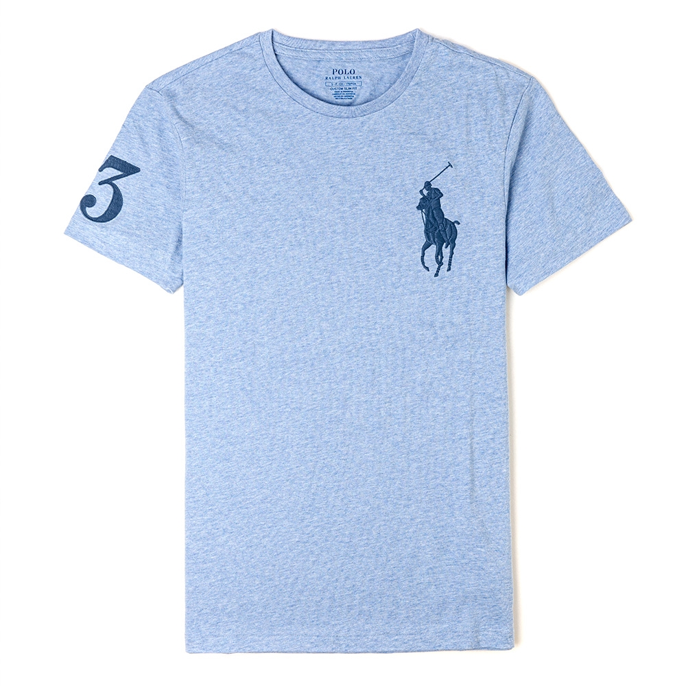 Polo Ralph Lauren 年度熱銷刺繡大馬圓領素面短袖T恤(男)-麻花藍色