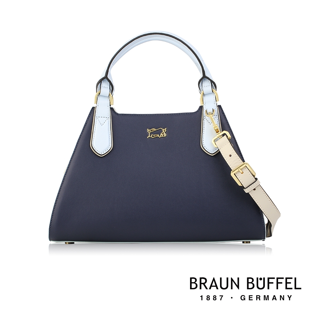 【BRAUN BUFFEL 德國小金牛】台灣總代理 焦點 大手提包-水手藍/BF676-57-PC