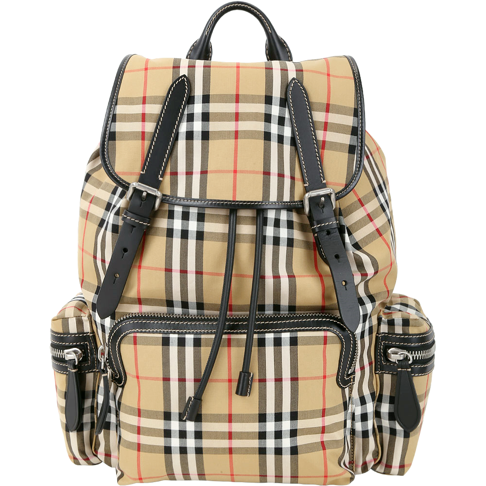 BURBERRY The Rucksack Vintage 大型 格紋軍旅後背包(古典黃)