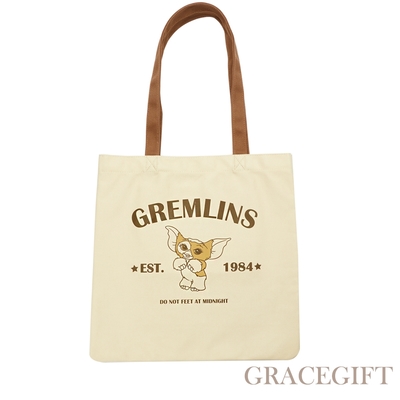【Grace Gift】GREMLINS-小精靈日常帆布環保購物袋 咖
