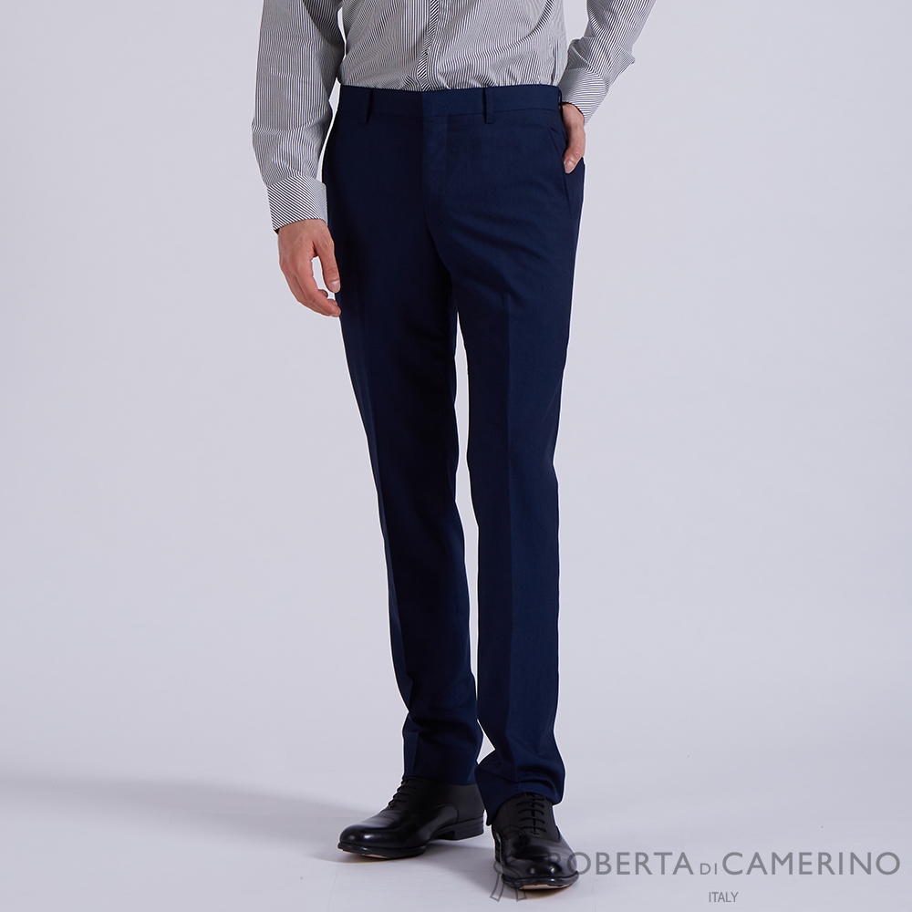 【ROBERTA諾貝達】 男裝 修身版 上班族首選 經典時尚西褲 平口 藍