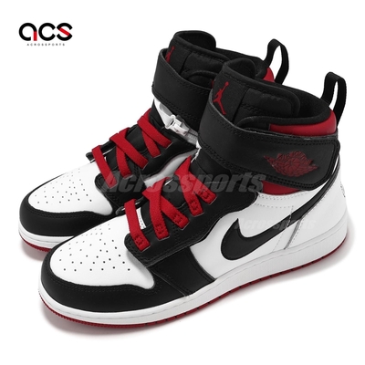 Nike 休閒鞋 Air Jordan 1 HI Flyease GS 大童 女鞋 白 紅 魔鬼氈 AJ1 DC7986-106