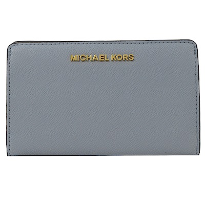 MICHAEL KORS Jet Set 金屬logo對開中夾(淡藍)