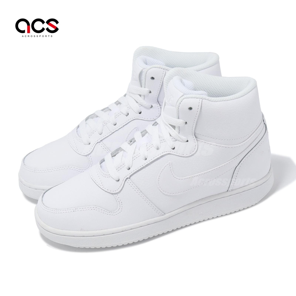 Nike 休閒鞋Wmns Ebernon MID 女鞋白全白復古高筒小白鞋AQ1778-100