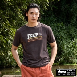 JEEP 男裝 品牌LOGO純棉百搭短袖T恤-咖啡色