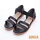 ZUCCA-素純色皮革平底涼鞋-黑-z6806bk product thumbnail 1