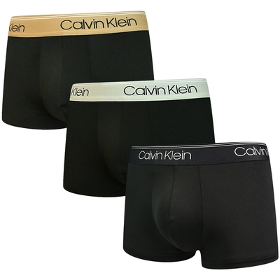 Calvin Klein Micro Stretch 男內褲 絲質速乾短版合身四角褲/CK內褲-黑色、金色、灰色 三入組