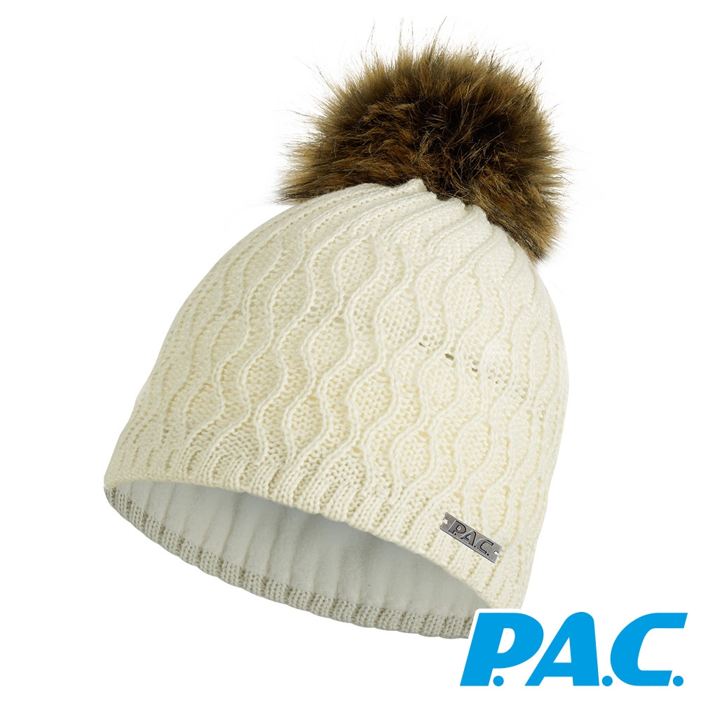 【PAC德國】Kisala羊毛fleece毛帽PAC20101005編織白球/環保再生/透氣抗臭/造型保暖配件/德國製