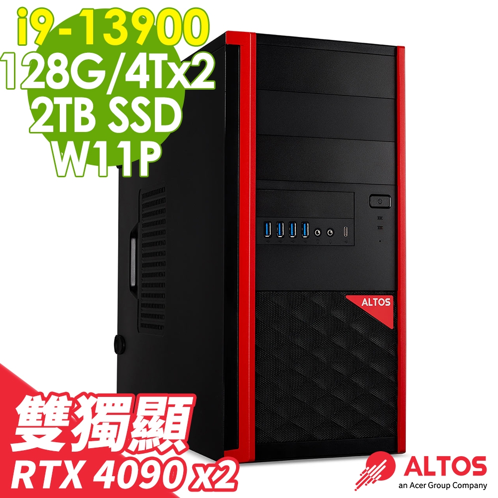 ACER P150F8 雙GUP工作站 i9-13900/128G/2TSSD+4TBX2/RTX4090_24G X2/1200W/WIFI6/W11P