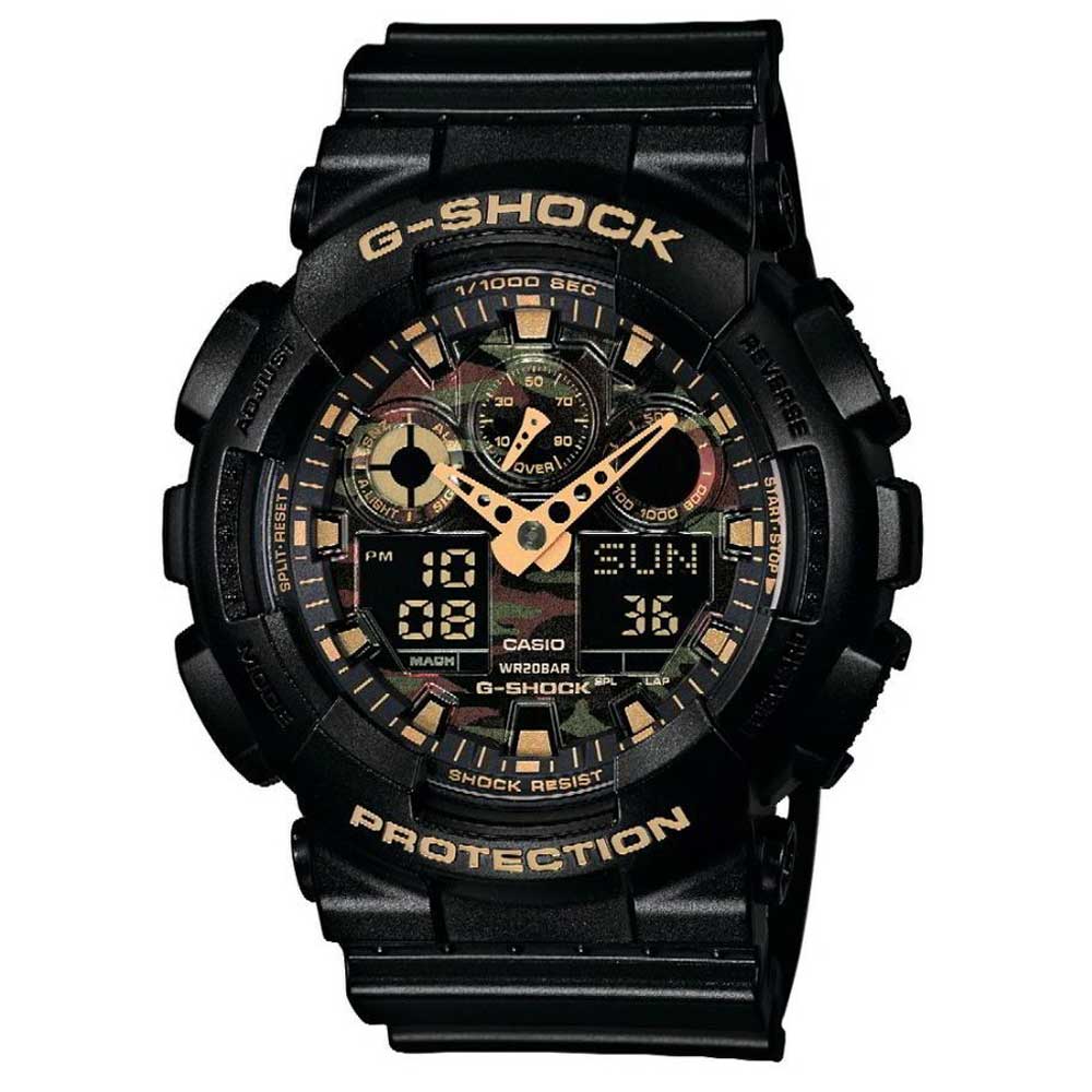 G-SHOCK 超人氣新叢林迷彩軍事戰魂雙顯錶(GA-100CF-1A9)-52mm