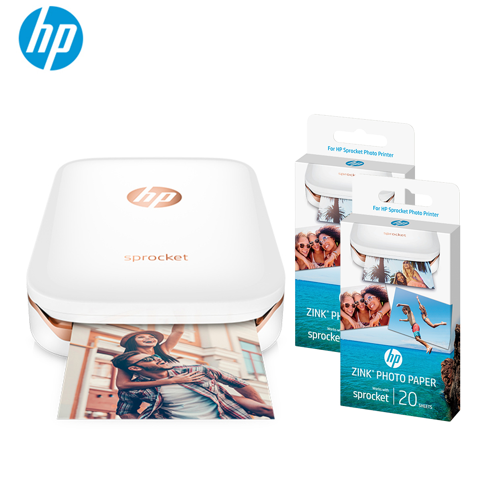 HP Sprocket 口袋相印機 (冰晶白)+相紙*2（組合包）