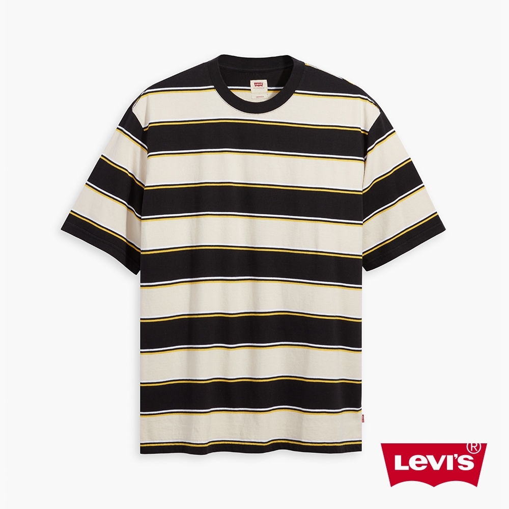 Levis 男款 條紋學院風短袖T恤 / 寬鬆休閒版型 / 220GSM厚棉