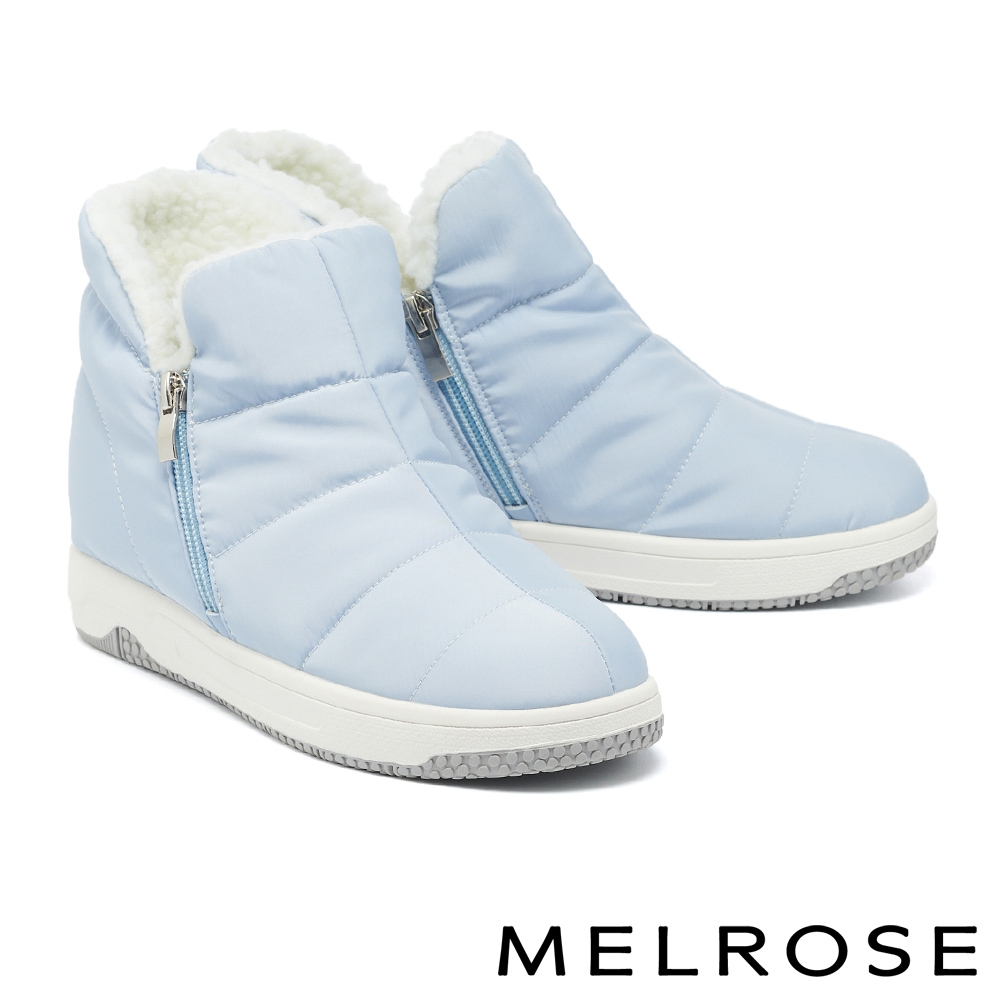 短靴 MELROSE 美樂斯 率性時尚純色防潑水布厚底短靴－藍