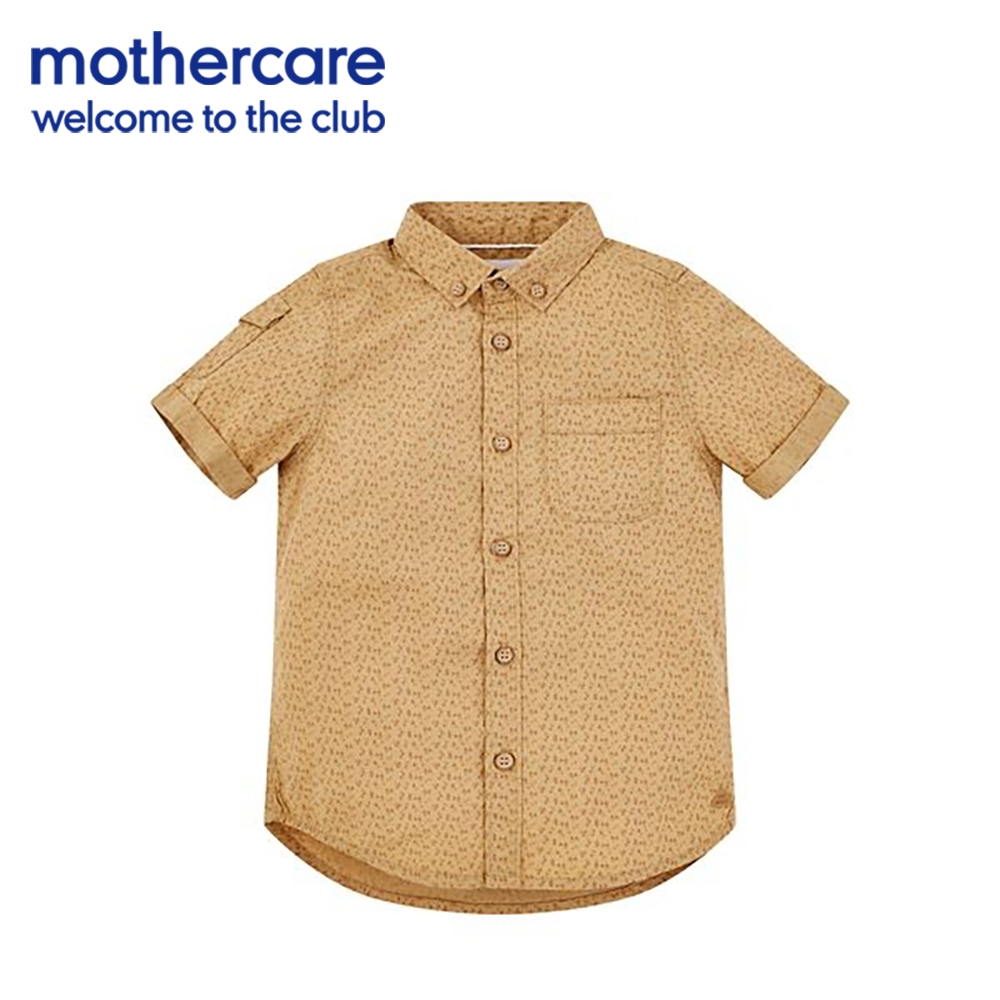 mothercare 專櫃童裝 叢林風短袖襯衫/上衣-咖啡色 (3-8歲)