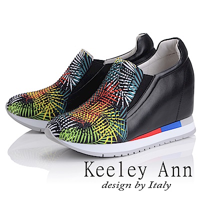 Keeley Ann 異國情懷~魅力四射內增高真皮休閒鞋(黑色-Ann)