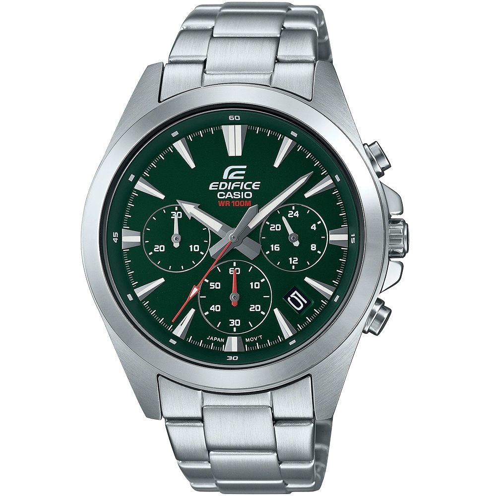 CASIO 卡西歐 EDIFICE 簡約運動風三眼計時手錶 新春送禮-綠 EFV-630D-3A