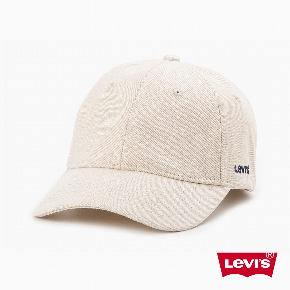 Levis 男女同款 可調式皮環丹寧棒球帽 / 精工刺繡Logo / 白丹寧